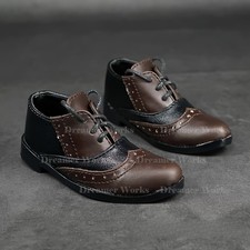 1/3SD Boy BJD Matte Brown Black Spliced Pointed-toe Suit Shoes Carving Holes