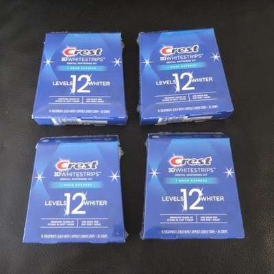4 Pack Crest 3D Whitestrips 1 Hour express 20 Strips, Best by 12/2026 Free ship.