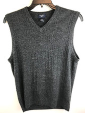 Dockers Men's V-Neckline Heather Gray Sweater Vest Pullover Sleeveless Sz Medium