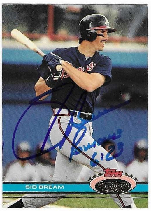 SID BREAM 1991 STADIUM CLUB AUTOGRAPHED SIGNED # 427 ATLANTA BRAVES