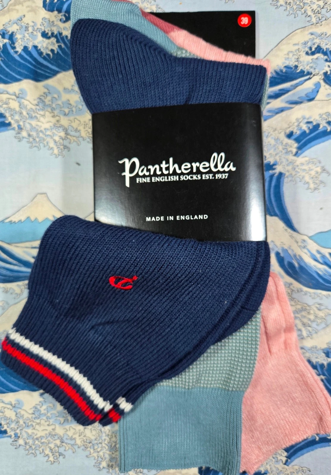 Pantherella Men's English Cotton Socks 3-Pack Chunky+FineKnit UK 6-7 EU39-40 £54