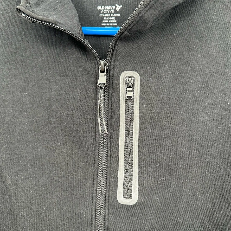 Old Navy Active Boys talla XL 14 - 16 dinámico polar cremallera completa chaqueta gris sudadera con capucha Foto 4 de 4