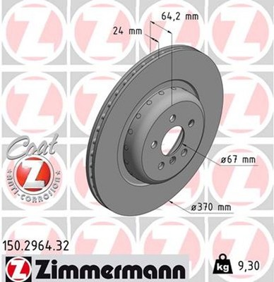2x ZIMMERMANN Bremsscheibe FORMULA F 150.2964.32 für BMW 7er G11 G12 X5 G05 F95