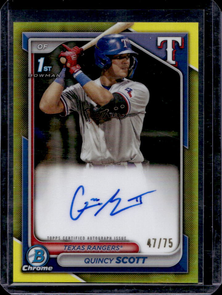 2024 Bowman Chrome Quincy Scott Prospect Auto Yellow Refractor 1st #47/75