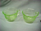Vtg Anchor Hocking “roulette” Uranium set 2 Glass Cups Exc cond