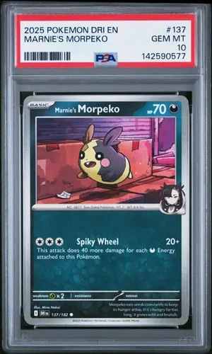 2025 Pokemon Destined Rivals #137 Marnie'S Morpeko PSA 10
