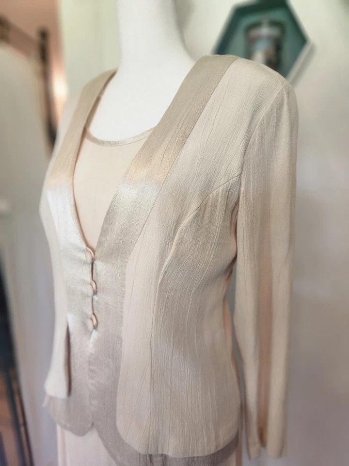 美国复古野玫瑰娇小 4 2 件连衣裙 + 夹克 Mother of the Bride/特别活动 — 第 4/4 张图片