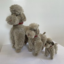 Vintage Steiff Grey Curly Mohair Snobby Poodle Family Stuffed Dog Animal
