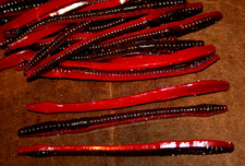 5" Finesse Trick Worm Style Green Pumpkin Texas Red Plastic 50 pack Plastic