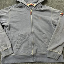 Tommy Hilfiger Jeans Hoodie Mens Large Blue Full Zip Sweatshirt Flag Logo