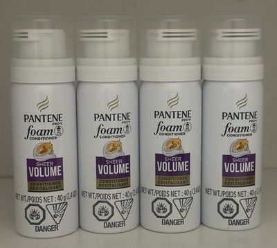Lot Of 4 Pantene Pro V Foam Conditioner Sheer Volume 1.4 oz Travel Size **NEW**