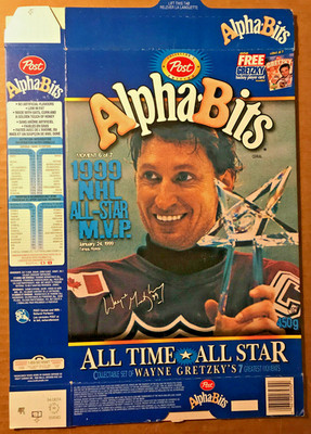 EMPTY Post Alpha Bits Wayne Gretzky Moment 6 NHL MVP Cereal Box Canada FLAT 1999