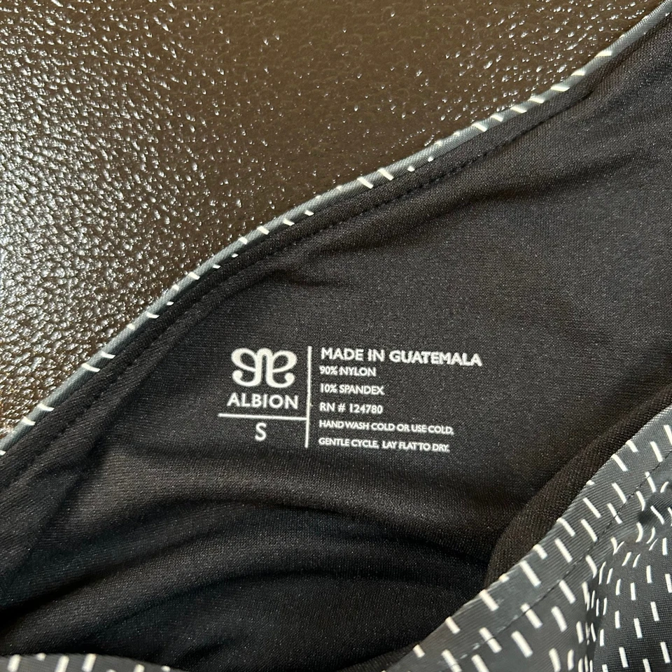 Albion Fit One Shoulder Sports Bra Black White Dash Print Womens Size Small - Image 2 of 4