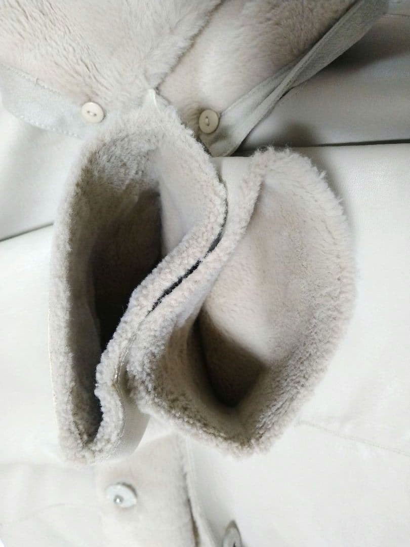 AMERI Reversible Faux Shearling Coat Ivory Beige … - image 10