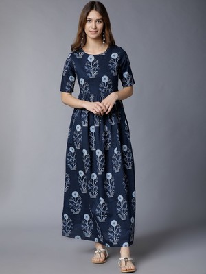 Damen Bedrucktes A-Linien Midikleid - Bollywood Eid Diwali Hochzeitskleidung