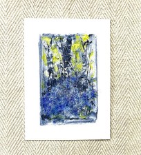"BLUEBELLS in a BIRCH WOOD-DORSET-c1960."  AN ORIGINAL SIGNED VINTAGE PAINTING.