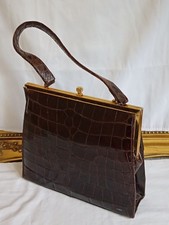 Vintage - The Martin - borsa a mano in alligatore/coccodrillo marrone