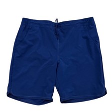 Lands End Sport Womens Royal Blue Board Swim Shorts Elastic Waist Pockets Sz 16