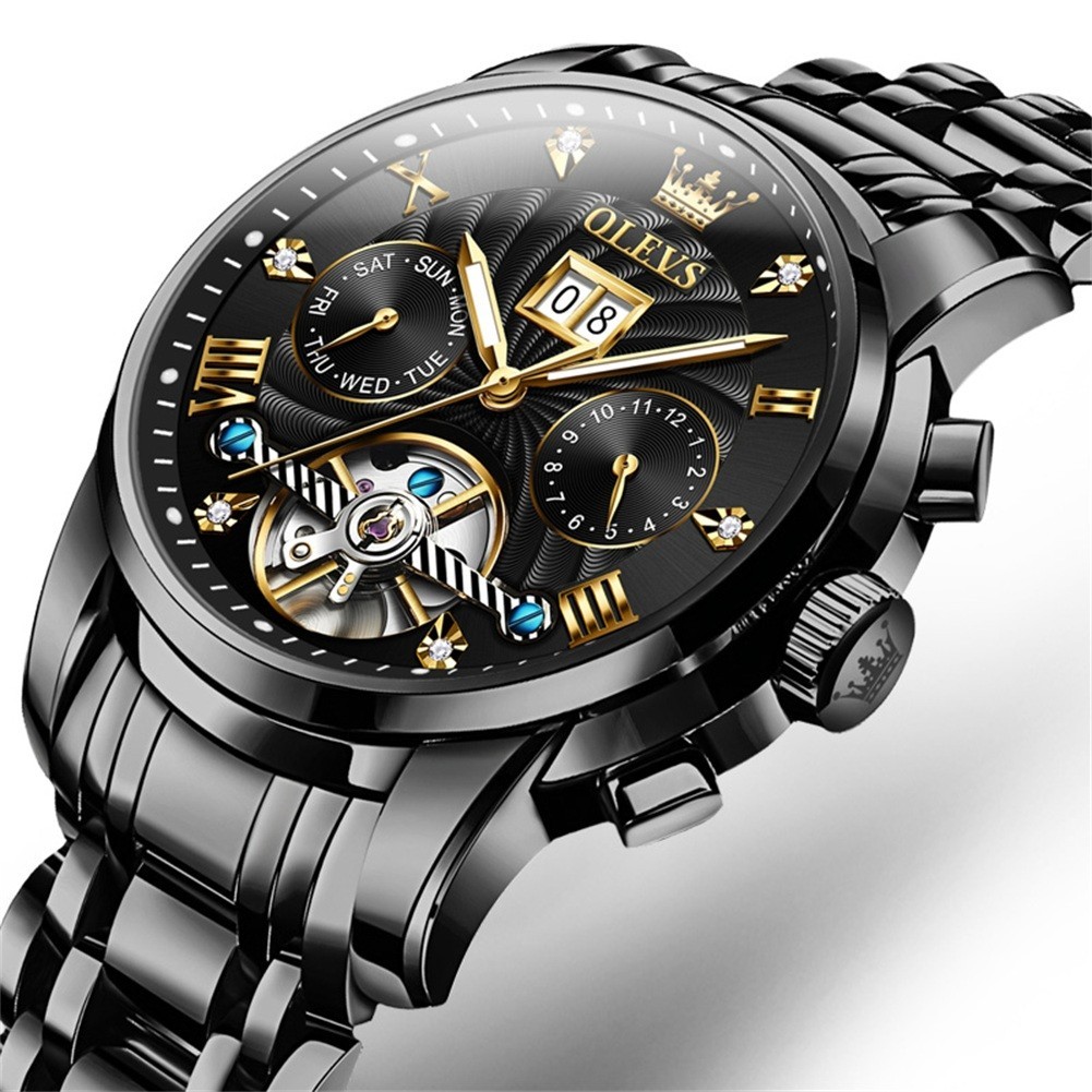 Reloj automático reloj para hombres reloj de pulsera acero inoxidable plata negocios mecánico fecha nuevo
