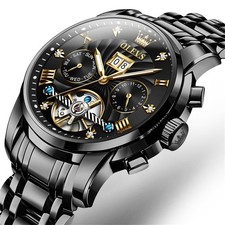 Automatikuhr Herrenuhr Armbanduhr Edelstahl Silber Business Mechanisch Datum Neu