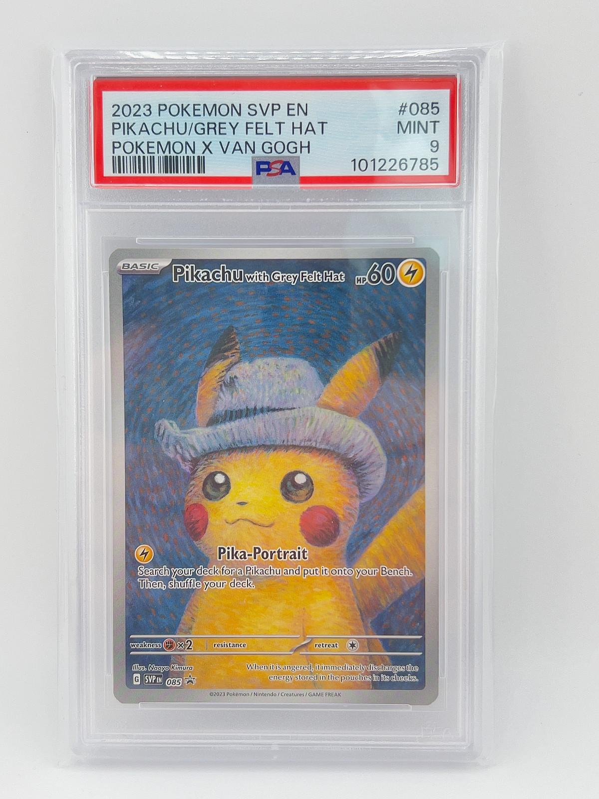 2023 Pokemon Van Gogh - Pikachu Grey Felt Hat #085 PSA 9 SVP EN Promo - TCG
