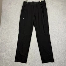 FIGS Technical Collection L Black Scrub Pants Elastic Waist Cargo Pockets
