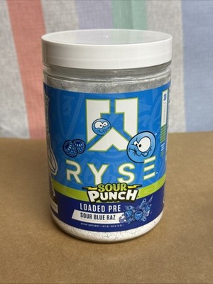 RYSE Up Sour Punch Loaded Pre Workout Sour Blue Raz 16oz 7/26 Free Shipping!