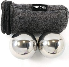 1 Lb. 1.5 Inch Solid Stainless Steel Baoding Balls with Carry Pouch. Non-Chiming