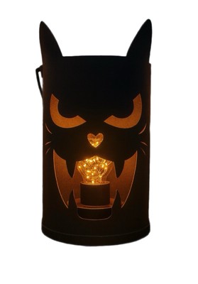 Metall Halloween Katze Laterne - Batteriebetrieben (Twinkle LED) Gruselige Dekoration