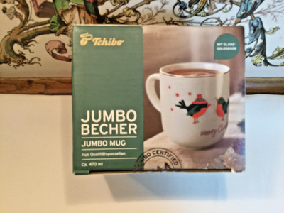 German Tchibo Jumbo Mug with Blue Birds - NIB