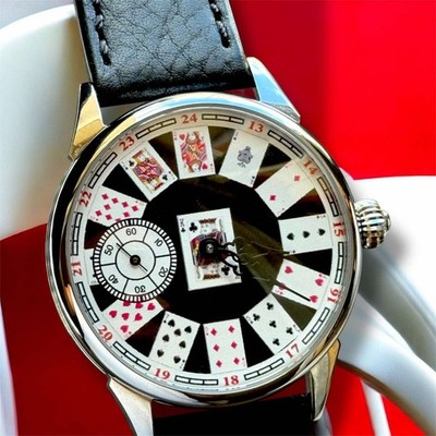 Vintage Watch Molniya Mechanical Playing Card Wrist Mens Russian USSR Strap Rere