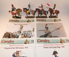 4 Del Prado Cavalry Napoleonic Wars Pewter Figures Nos 73 74 75 & 76 + Booklets