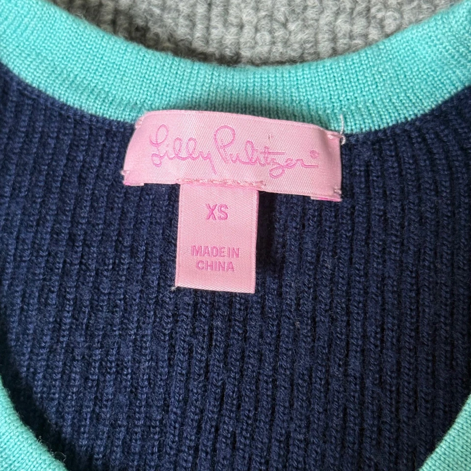 Vestido Suéter Lilly Pulitzer Gabriella Lana Merino Azul Marino XS Foto 4 de 4