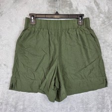 Gap Shorts Mens Small Green Linen Pull On Elastic Waist Chino 5 Inseam Casual