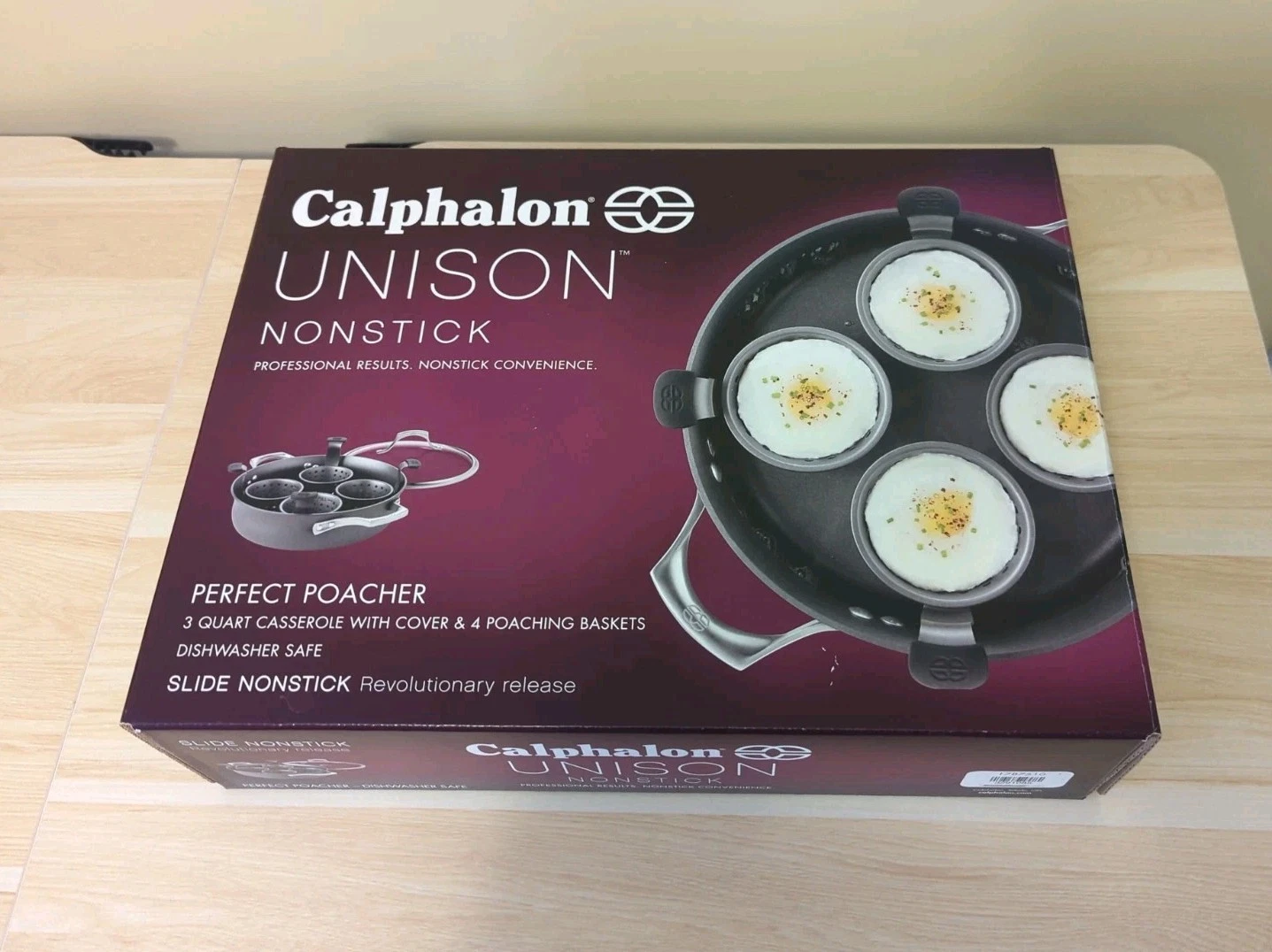 Calphalon Unison Non Stick 3 Qt Casserole Double Handle Glass Lid Egg Poacher