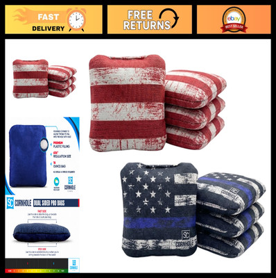 Regulation Dual Sided Cornhole Bags - 16oz 6x6 Pro Bean Bags with Resin Fill