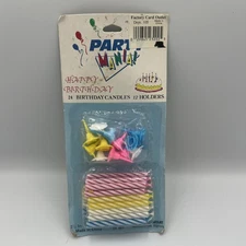 Vintage 24 Birthday Cake Candles And 12 Holders