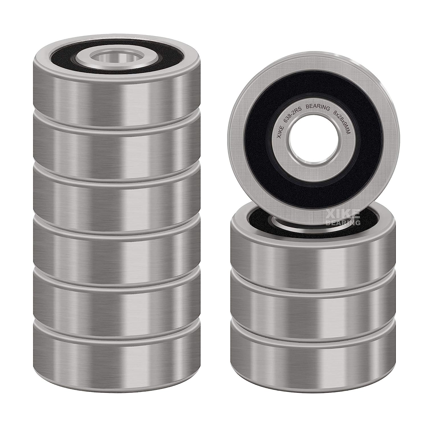 Xike 10 Pcs 638-2RS Double Rubber Seal Bearings 8X28X9Mm, Pre-Lubricated and Sta