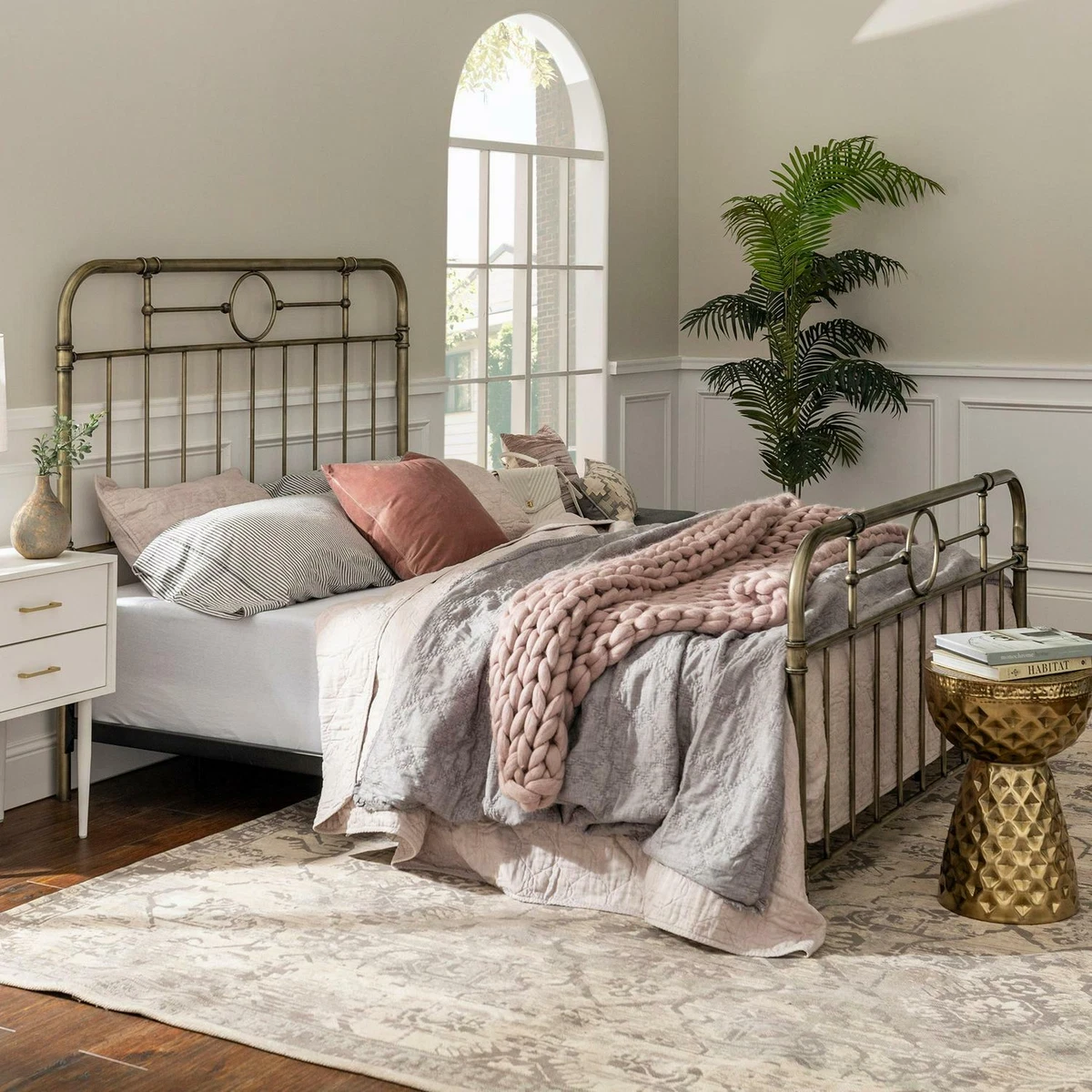 Bronze metal queen headboard outlet