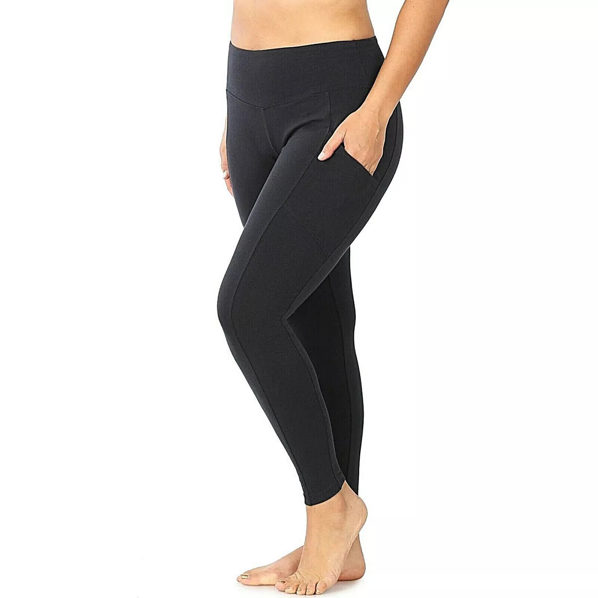 Zenana Womens Leggings Plus Size Better Cotton Wide Waistband