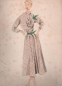 Bozzetto Di Moda Anni 50 Disegnato E Colorato A Mano Ebay