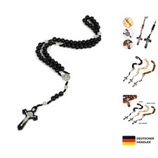 Katholischer Rosenkranz Halskette Holzperlen Kreuze Medaille Gebetsschmuck