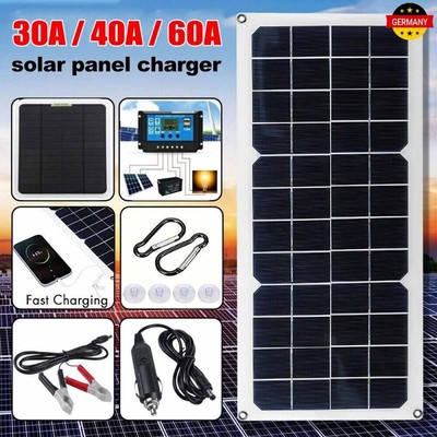 300W 12V Solarpanel Solarmodul 60A Ladegerät USB Kit Für Wohnwagen Camping Boot