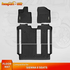 TPE Floor Mats Set For 2021-2025 Toyota Sienna 8 Seats 3D Molded All-Weather
