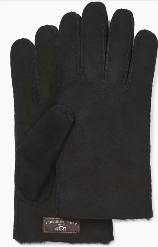 Men's UGG Handsewn Water Resistant Genuine Sheepskin Leather Gloves Large Black