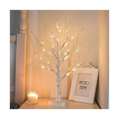 PEIDUO Christmas Decor, 2FT Birch Tree with LED Lights, Warm White Artificial...
