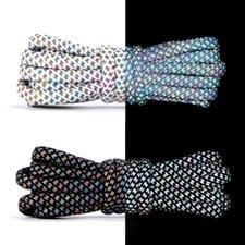 Iridescent Reflective Rope Laces For Yeezy Boost 350 V2 380 Black White Rainbow