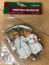 VTG Holiday Leisure Christmas Decoration 2 Cut out Cardboard Ornaments Taiwan