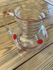 Vintage Dunmar Aramis Glass Ring Neck Juice Pitcher Tomatoes Tomato MCM 6"