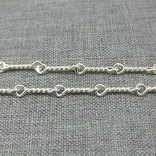 Sterling Silver Twist Link Chain 925 Silver Rope Infinity Unfinished Chain 30cm